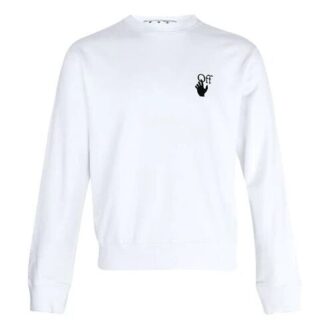 Off-White Men’ s FW21 Arrow Printing Pullover Round Neck Long Sleeves Loose Fit White