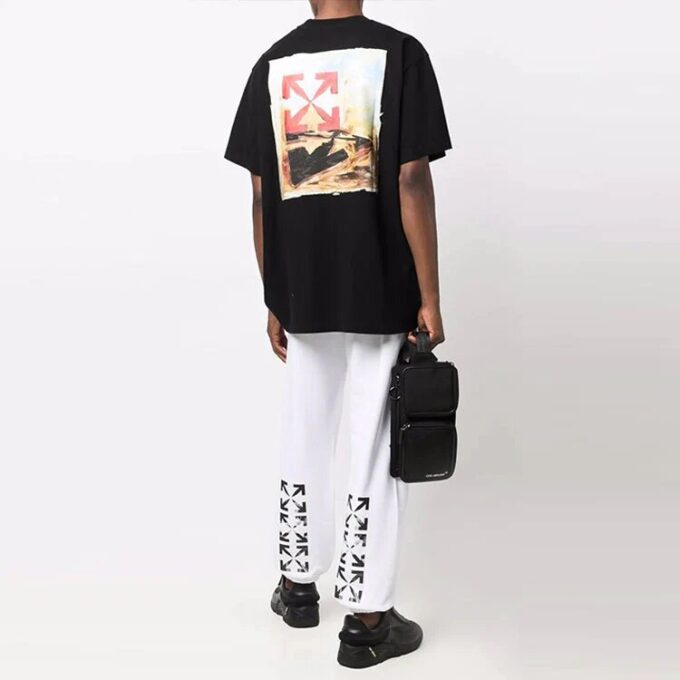 Off-White Men’ s FW21 Arrow Printing Solid Color Sports Pants/Trousers/Joggers Loose Fit White