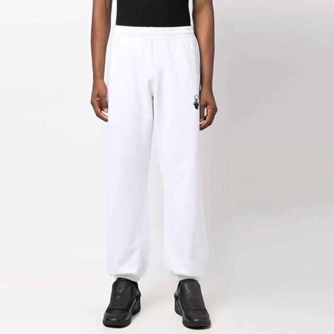 Off-White Men’ s FW21 Arrow Printing Solid Color Sports Pants/Trousers/Joggers Loose Fit White