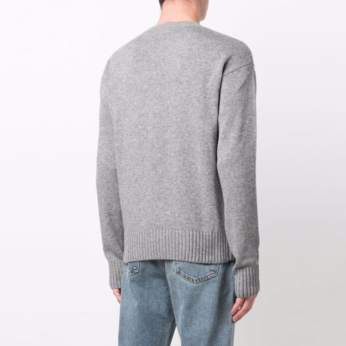 Off-White Men’ s FW21 Basic Round Neck Pullover Wool Sweater Gray