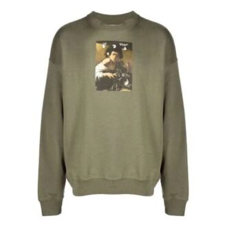 Off-White Men’ s FW21 Caravaggio Painting Hoodless Loose Fit Green
