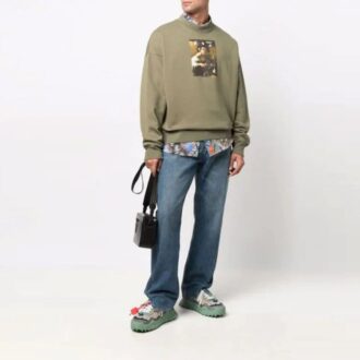 Off-White Men’ s FW21 Caravaggio Painting Hoodless Loose Fit Green