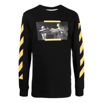 Off-White Men’ s FW21 Caravaggio Painting Long Sleeves Black T-Shirt