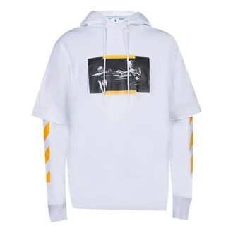 Off-White Men’ s FW21 Caravaggio Painting Printing Pullover Loose Fit White