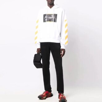 Off-White Men’ s FW21 Caravaggio Painting Printing Pullover Loose Fit White