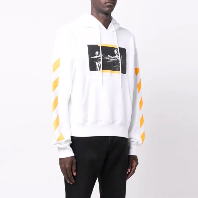 Off-White Men’ s FW21 Caravaggio Painting Printing Pullover Loose Fit White