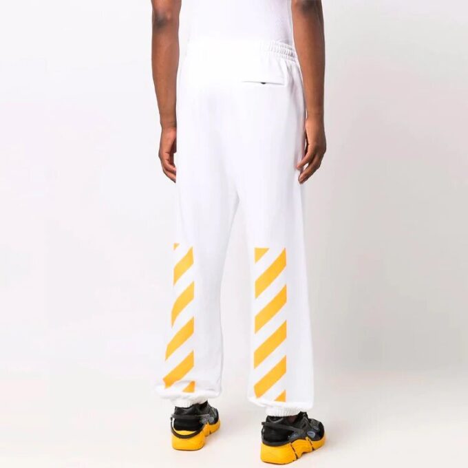 Off-White Men’ s FW21 Caravaggio Painting Printing Sports Pants/Trousers/Joggers White