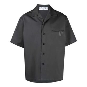 Off-White Men’ s FW21 Detail Short Sleeve Loose Fit Gray Shirt