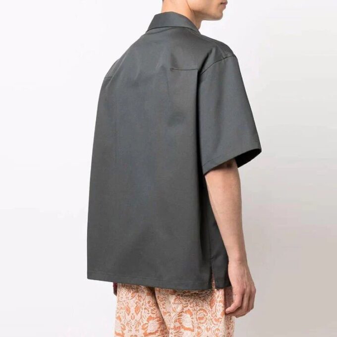 Off-White Men’ s FW21 Detail Short Sleeve Loose Fit Gray Shirt