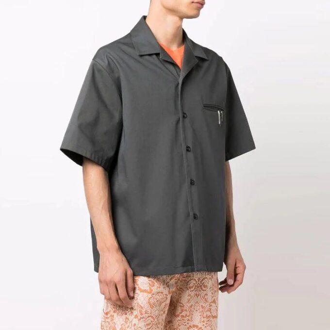 Off-White Men’ s FW21 Detail Short Sleeve Loose Fit Gray Shirt