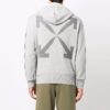 Off-White Men’ s FW21 Diagonal Stripes Hooded Pullover Wool Sweater Loose Fit Gray