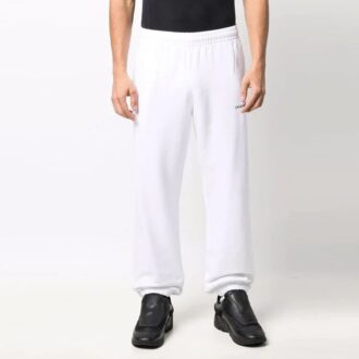 Off-White Men’ s FW21 Elastic Waistband Sports Pants/Trousers/Joggers White
