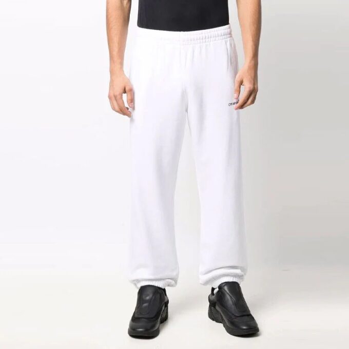 Off-White Men’ s FW21 Elastic Waistband Sports Pants/Trousers/Joggers White
