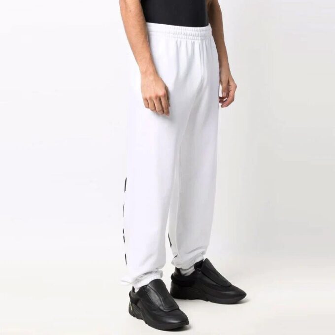 Off-White Men’ s FW21 Elastic Waistband Sports Pants/Trousers/Joggers White