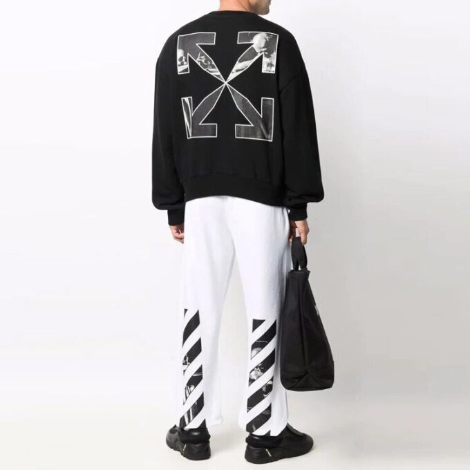 Off-White Men’ s FW21 Elastic Waistband Sports Pants/Trousers/Joggers White