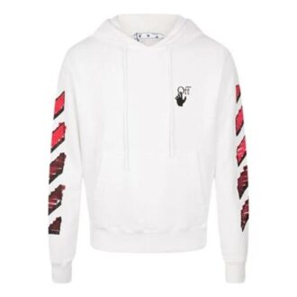 Off-White Men’ s FW21 Gradient Arrow Logo Adornment Hooded Loose Fit White