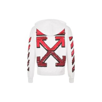 Off-White Men’ s FW21 Gradient Arrow Logo Adornment Hooded Loose Fit White