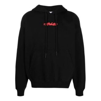Off-White Men’ s FW21 Logo Alphabet Arrow Pattern Printing Pullover Loose Fit Black