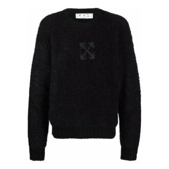 Off-White Men’ s FW21 Logo Arrow Pattern Long Sleeves Wool Sweater Black