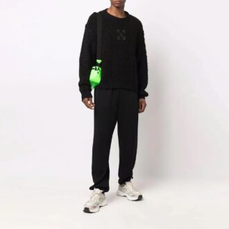 Off-White Men’ s FW21 Logo Arrow Pattern Long Sleeves Wool Sweater Black