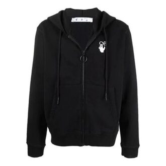 Off-White Men’ s FW21 Logo Arrow Pattern Zipper Loose Fit Black