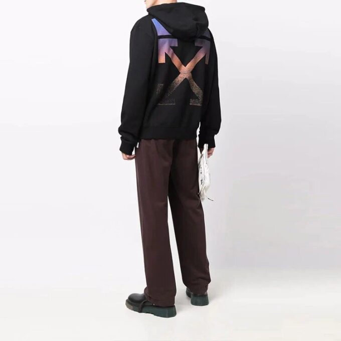 Off-White Men’ s FW21 Logo Arrow Pattern Zipper Loose Fit Black