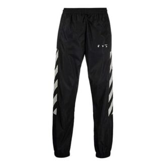 Off-White Men’ s FW21 Logo Diagonal Stripes Bundle Feet Sports Pants/Trousers/Joggers Black