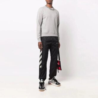 Off-White Men’ s FW21 Logo Diagonal Stripes Bundle Feet Sports Pants/Trousers/Joggers Black
