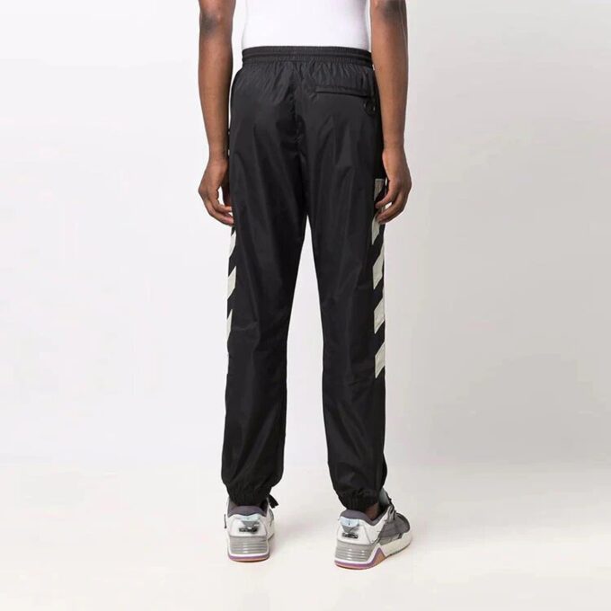 Off-White Men’ s FW21 Logo Diagonal Stripes Bundle Feet Sports Pants/Trousers/Joggers Black