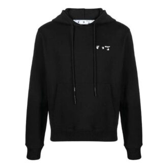 Off-White Men’ s FW21 Logo Drawstring Pullover Loose Fit Black