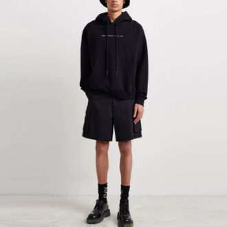 Off-White Men’ s FW21 Logo Pattern Printing Long Sleeves Pullover Loose Fit Black