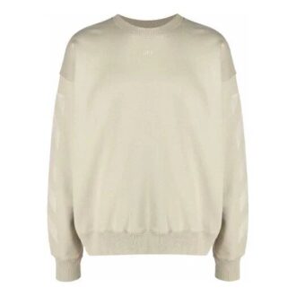 Off-White Men’ s FW21 Logo Pattern Round Neck Pullover Loose Fit Cream Yellow