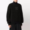 Off-White Men’ s FW21 Logo Pattern Solid Color High Collar Wool Sweater Loose Fit Black