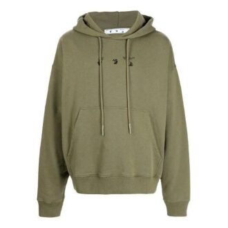 Off-White Men’ s FW21 Logo Printing Long Sleeves Loose Fit Green