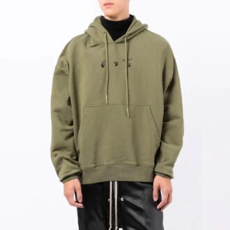 Off-White Men’ s FW21 Logo Printing Long Sleeves Loose Fit Green