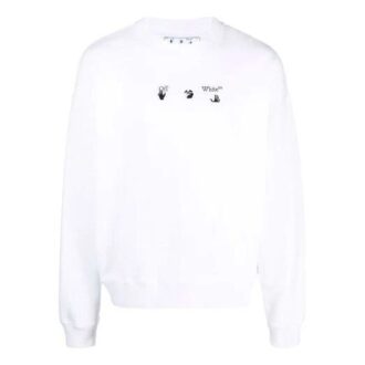 Off-White Men’ s FW21 Logo Printing Long Sleeves Pullover Loose Fit White