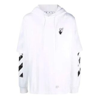 Off-White Men’ s FW21 Logo Printing Pullover Loose Fit White