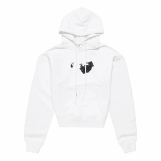 Off-White Men’ s FW21 Logo Printing Pullover Loose Version White