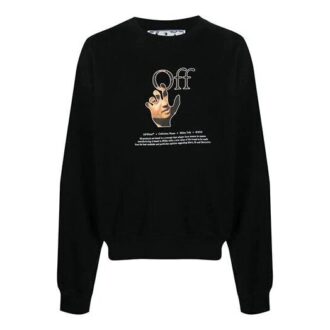Off-White Men’ s FW21 Logo Printing Round Neck Long Sleeves Loose Fit Black