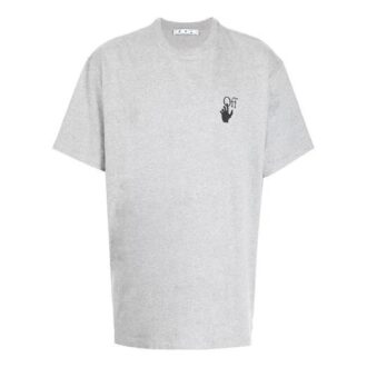 Off-White Men’ s FW21 Logo Printing Round Neck Pullover Short Sleeve Loose Fit Gray T-Shirt