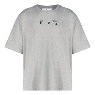 Off-White Men’ s FW21 Logo Printing Short Sleeve Loose Fit Gray T-Shirt
