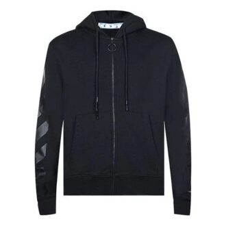 Off-White Men’ s FW21 Logo Printing Zipper Slim Fit Version Black