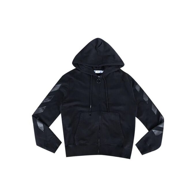 Off-White Men’ s FW21 Logo Printing Zipper Slim Fit Version Black