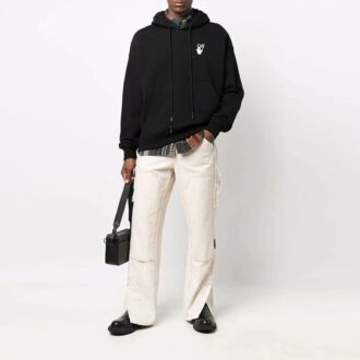 Off-White Men’ s FW21 Logo Pullover Loose Fit Black