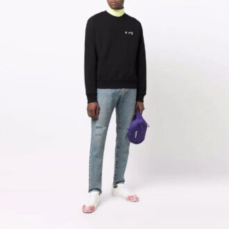 Off-White Men’ s FW21 Logo Round Neck Pullover Black