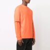 Off-White Men’ s FW21 Logo Round Neck Pullover Printing Long Sleeves Loose Fit Orange T-Shirt