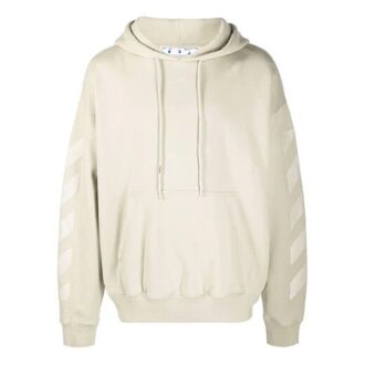 Off-White Men’ s FW21 Logo Rubber Arrow Pullover Loose Fit Beige