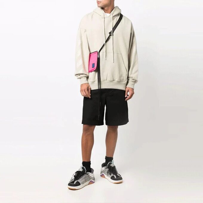 Off-White Men’ s FW21 Logo Rubber Arrow Pullover Loose Fit Beige
