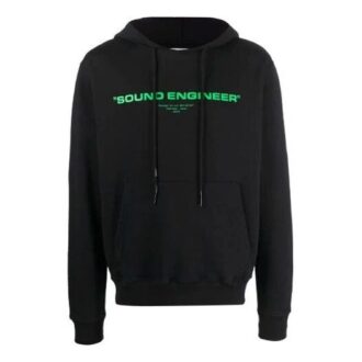 Off-White Men’ s FW21 Painting Pattern Drawstring Hood Long Sleeves Loose Fit Black