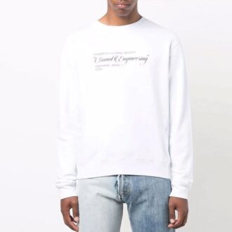 Off-White Men’ s FW21 Painting Pattern Round Neck Pullover Slim Fit White